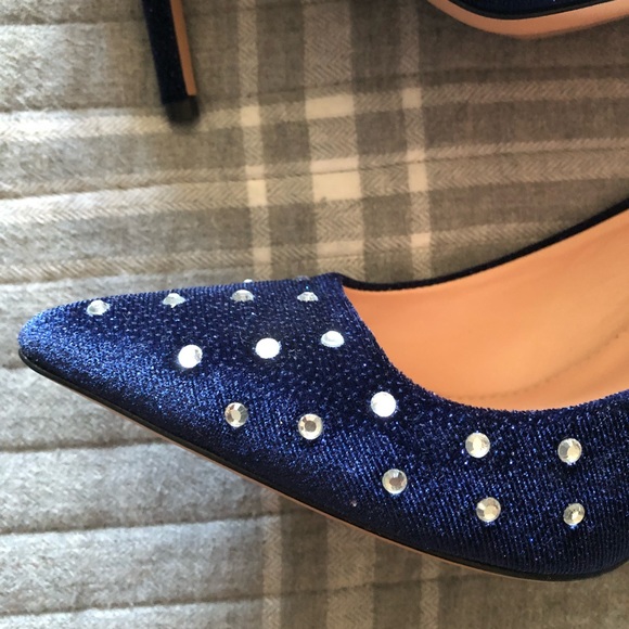 New J crew Elsie made in Italy velvet sparkling heels sz 6.5 - Picture 4 of 8